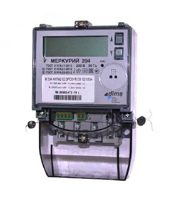 Счетчик электроэнергии Меркурий 204 ARTMX2-02 DPOBHR, 5(100), оптопорт, RS485, реле. 2 Тарифа МСК