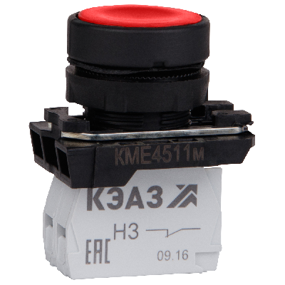 Кнопка КМЕ4522м-красный-2но+2нз-цилиндр-IP54-