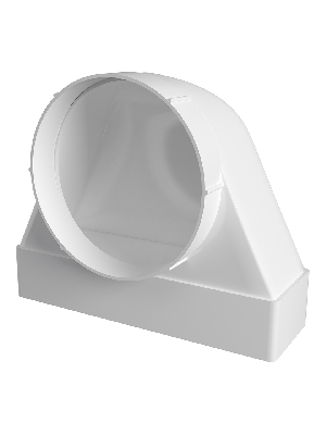 Соединитель угловой 90° пластиковый для плоских каналов с фланцевыми воздухораспределителями 60х204/D125