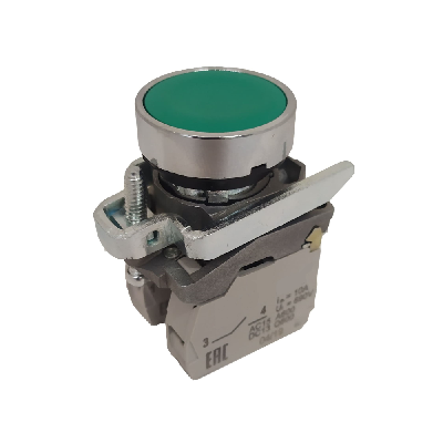 Кнопка КМЕ4111мС-зелёный-1но+1нз-цилиндр-IP40-