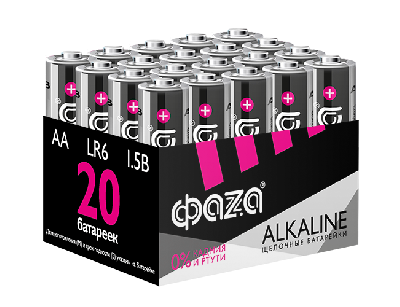 Элементы питания алкалиновые LR 6  (AA) ФАZА Alkaline (20 шт. в упаковке)