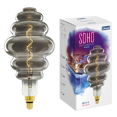 Лампа светодиодная SOHO LED-SF40-5W/SOHO/E27/CW CHROME/SMOKE GLS77CR Хромированная/дымчатая колба Спиральный филамент