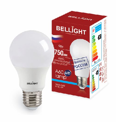 Лампа светодиодная LED 9Вт Е27 220 6500К 750Лм Bellight