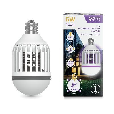 Лампа светодиодная антимоскитная LED 6 Вт 400 Лм 3500К E27 теплая антимоскитная Mosquito Gauss