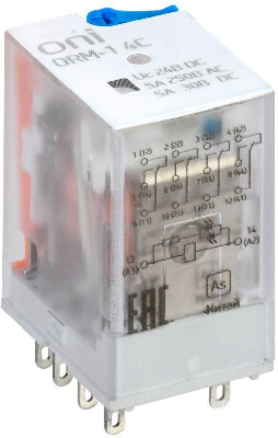 Реле интерфейсное ORM 4C 24В DC со светодиодом и тестовой кнопкой