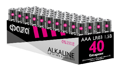 Элементы питания алкалиновые LR03  (AAA) ФАZА Alkaline (40 шт. в упаковке)