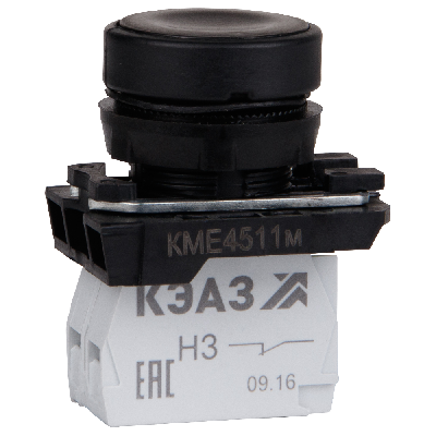 Кнопка КМЕ4522м-черный-2но+2нз-цилиндр-IP54-