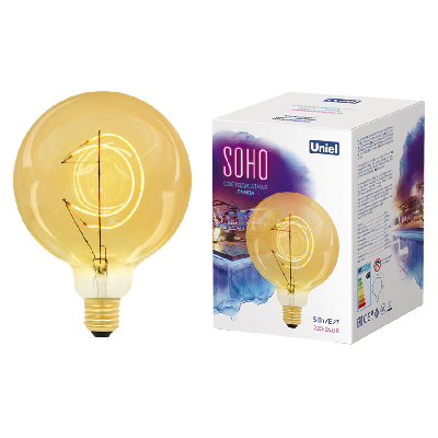 Лампа светодиодная SOHO LED-SF02-5W/SOHO/E27/CW GOLDEN GLS77GO Золотистая колба Филамент в форме месяца
