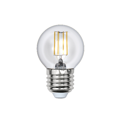 Лампа светодиодная LED 5вт 200-250В шар диммируемый 450Лм Е27 3000К Uniel Air филамент