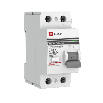 Выключатель дифференциального тока (УЗО) ВД-100 2P 40А/100мА (электромеханическое) EKF PROxima
