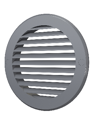 Решетка наружная вентиляционная круглая D161 с фланцем D125, из ASA пластика, цвет Серый