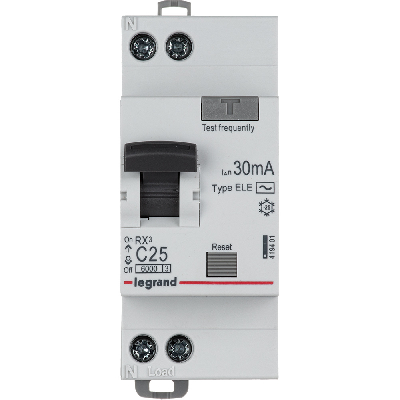 Выключатель автоматический дифференциального тока АВДТ RX3 6000 - 6 ка - тип характеристики С - 1П+Н - 230 В~ - 25 А - тип AС - 30 ма - 2 модуля